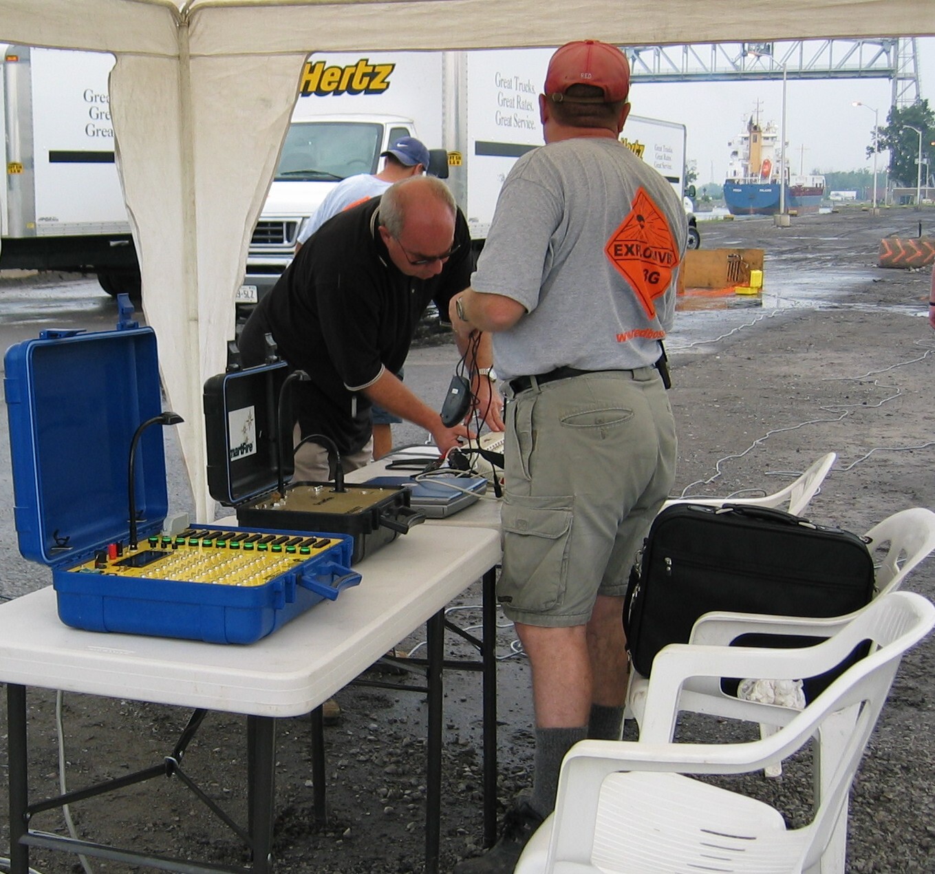 Micheal and the late David Gilmour, General Manager of Hands Fireworks Ltd.