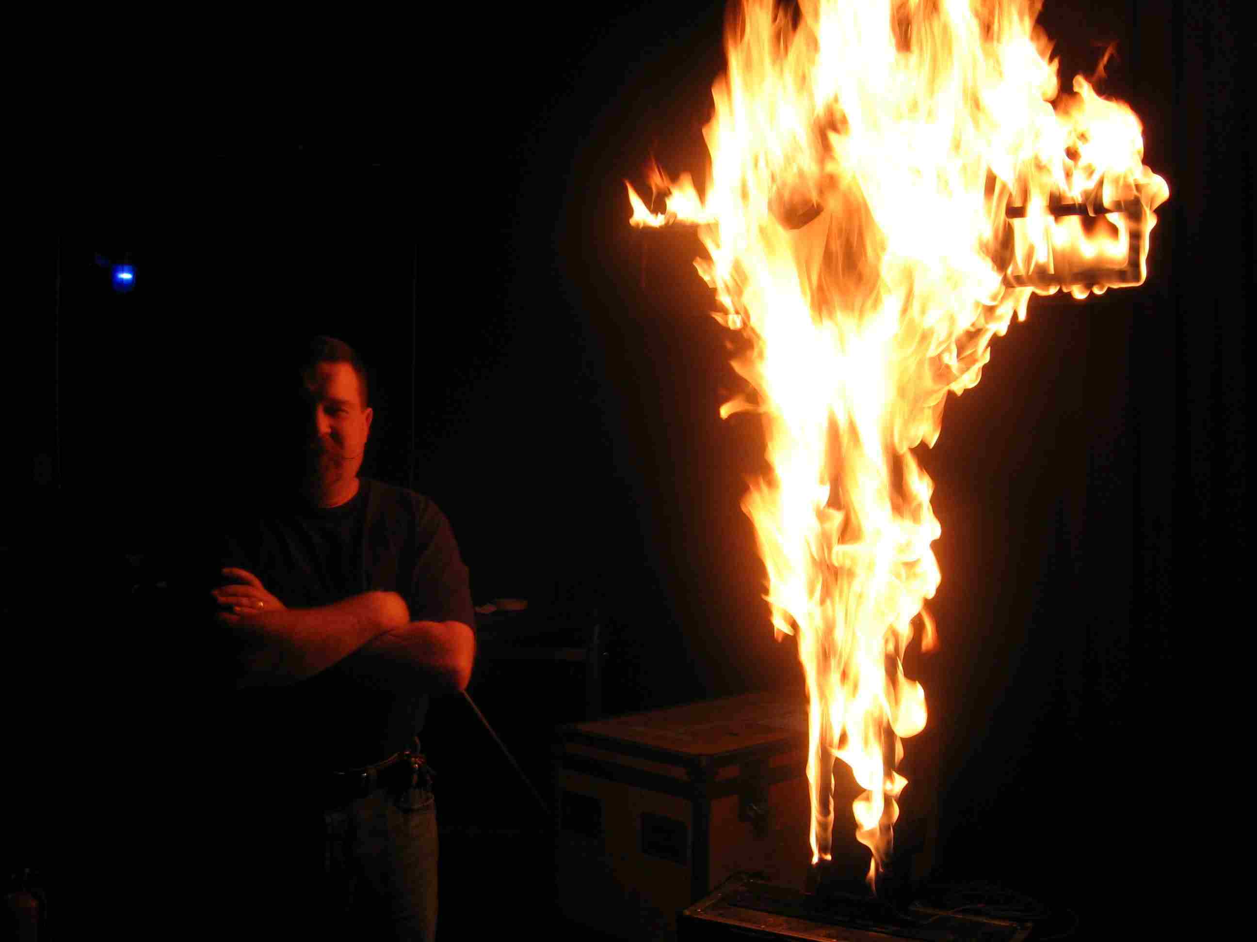 Micheal posing beside Flame Effect, MOTDc