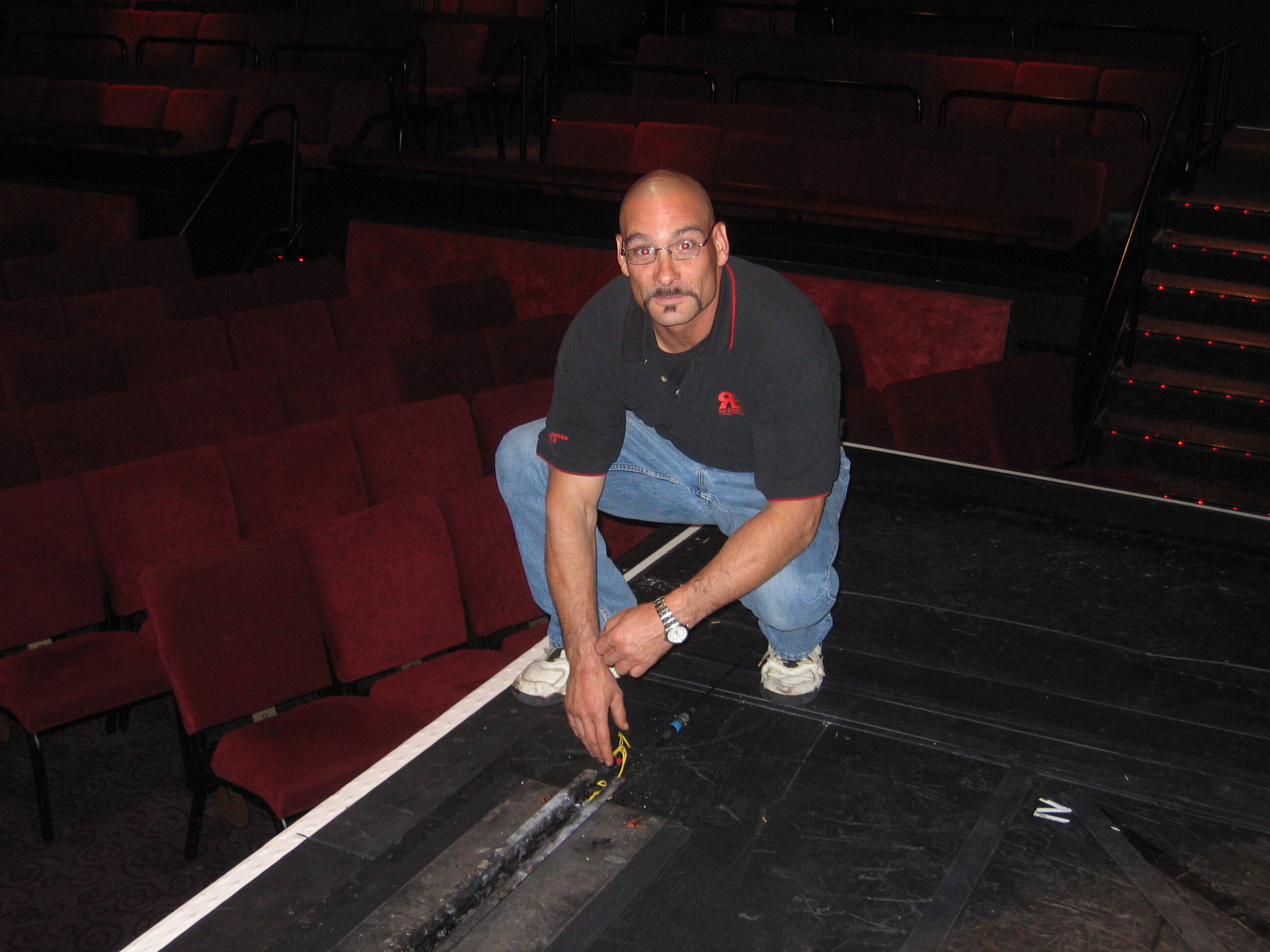 Mike prepares wiring for Wall of Flame, MOTD